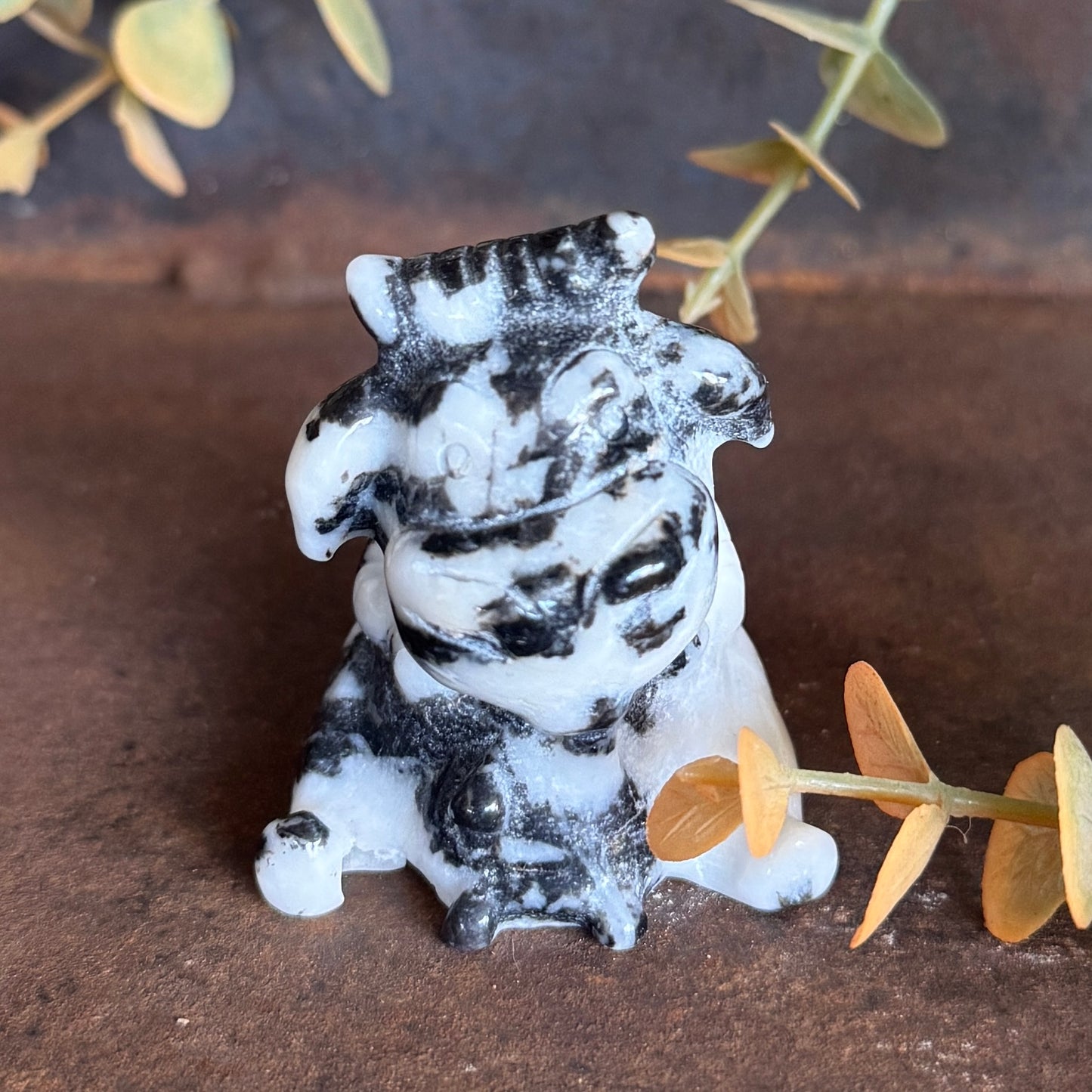 Zebra Jasper Cow Crystal Carving – Balance, Strength & Spiritual Healing