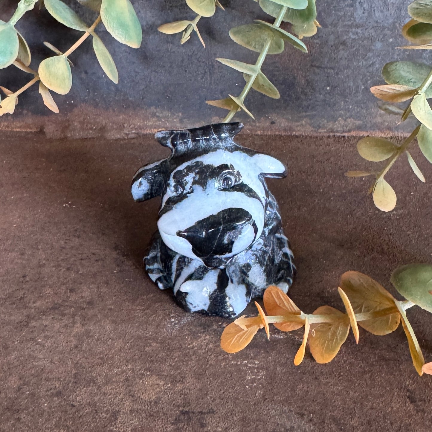 Zebra Jasper Cow Crystal Carving – Balance, Strength & Spiritual Healing