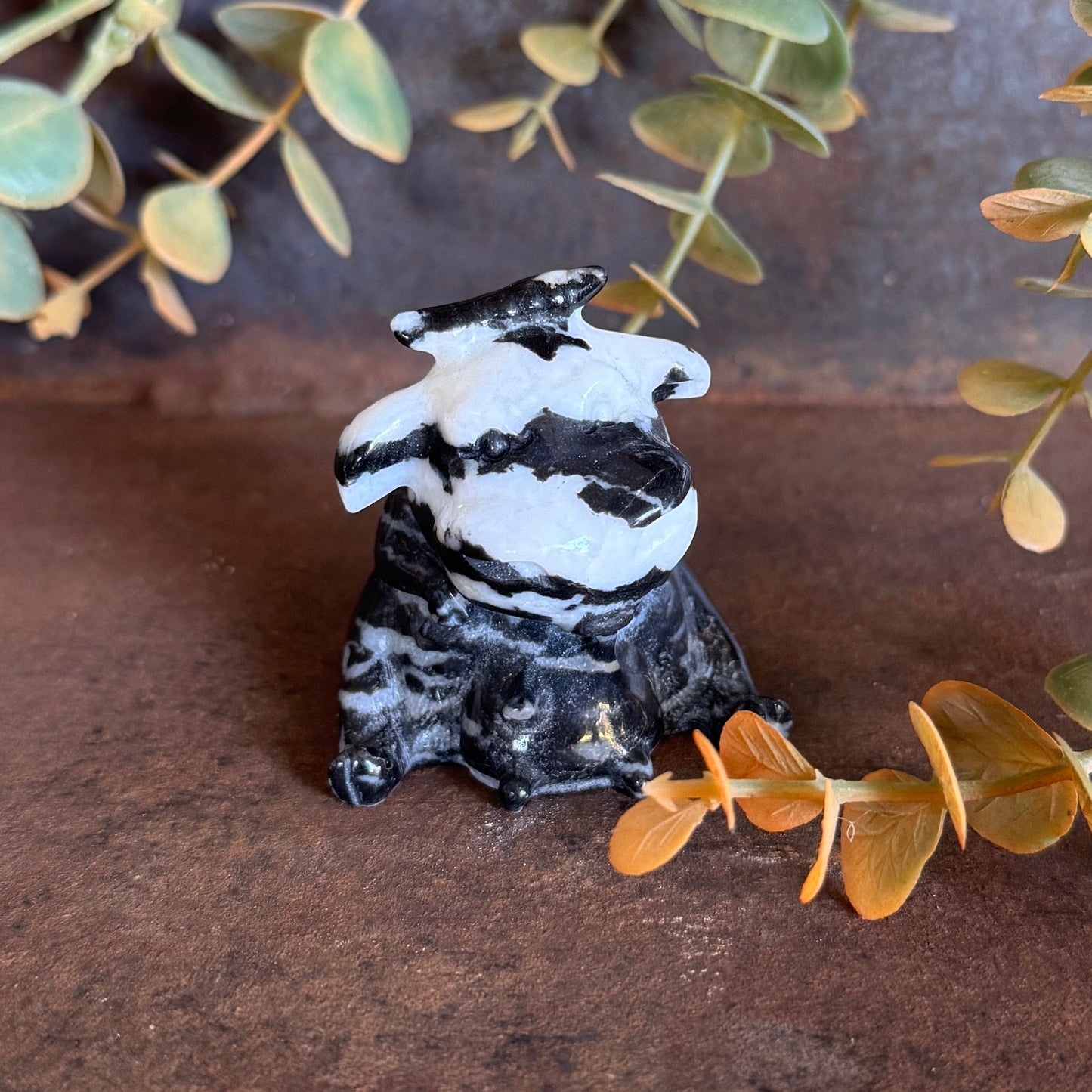 Zebra Jasper Cow Crystal Carving – Balance, Strength & Spiritual Healing