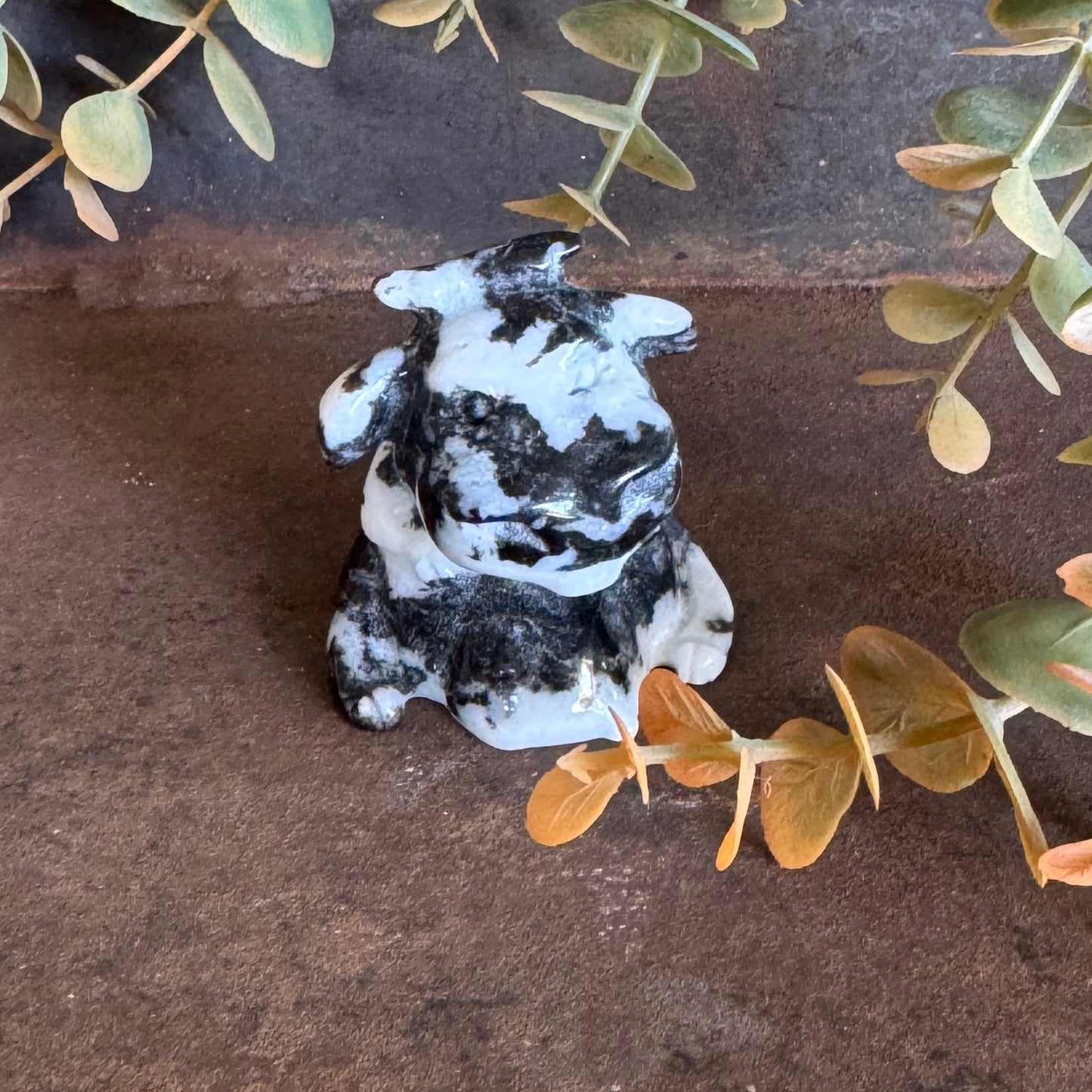Zebra Jasper Cow Crystal Carving – Balance, Strength & Spiritual Healing