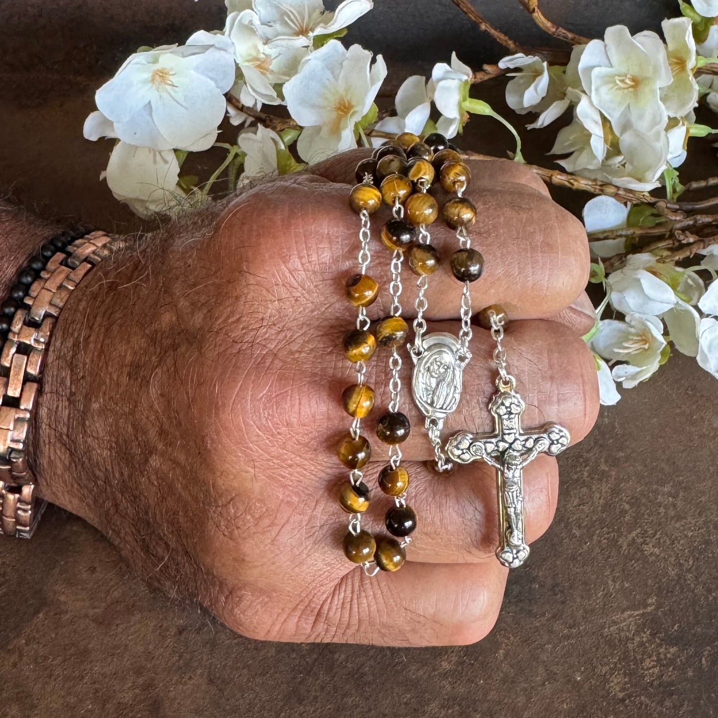 Tiger’s Eye Rosary / Crystal Prayer Beads – 6mm for Spiritual Healing, Strength & Protection