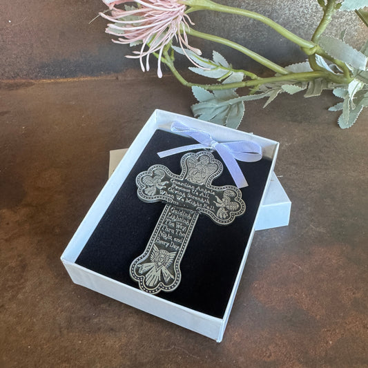 Guardian Angel Spiritual Blessing & Protection Gift - Cross with White Ribbon