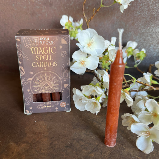 Brown Spell Candles – GAIA Magic (20 Pack) for Grounding, Protection & Gaia Energy Work