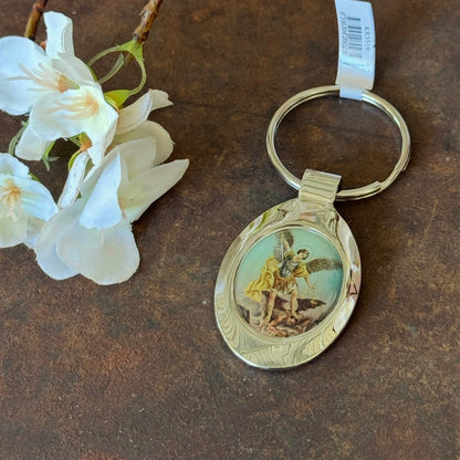 Archangel Michael Oval Key Ring – Divine Protection, Courage & Spiritual Strength On the Go