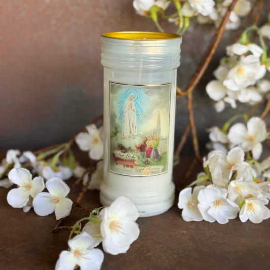 Our Lady of Fatima Devotional Candle – Faith, Protection & Inner Peace