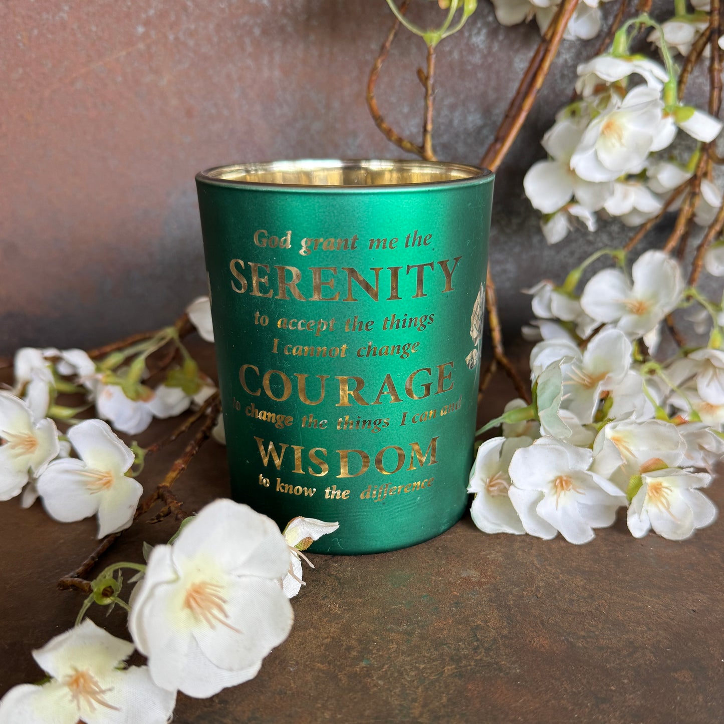 Glass Votive Candle Holder - Serenity Prayer