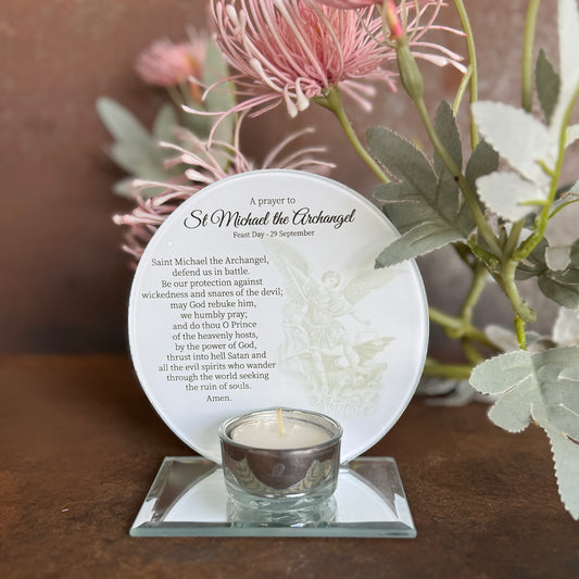 Archangel Michael Tealight Candle Holder (120 x 120mm) – Divine Protection & Angelic Strength