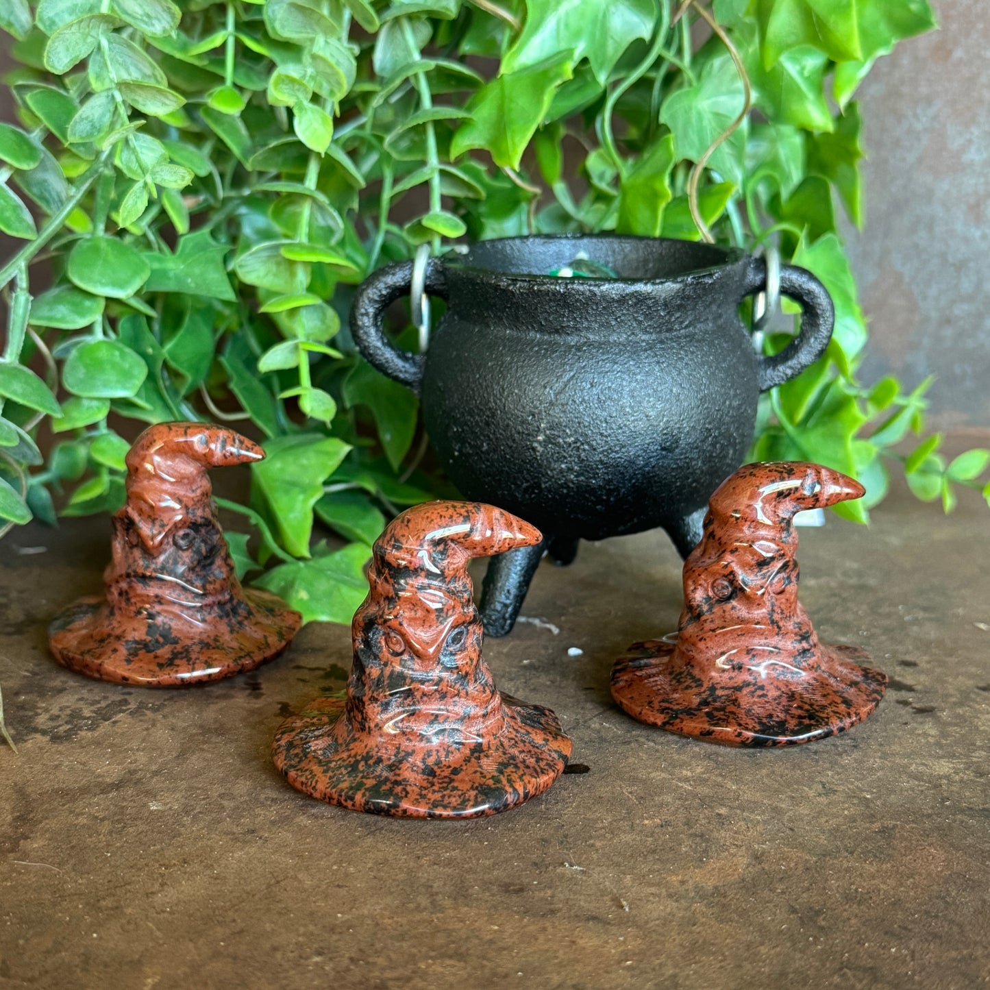 Mahogany Obsidian Sorting Hat Carving – Protection, Grounding & Spiritual Healing
