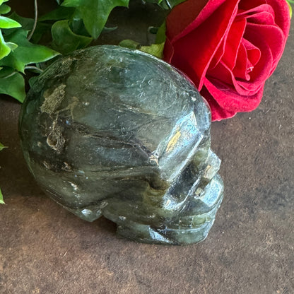Labradorite Crystal Skull – Stone Skull for Spiritual Protection, Transformation & Intuition (451g