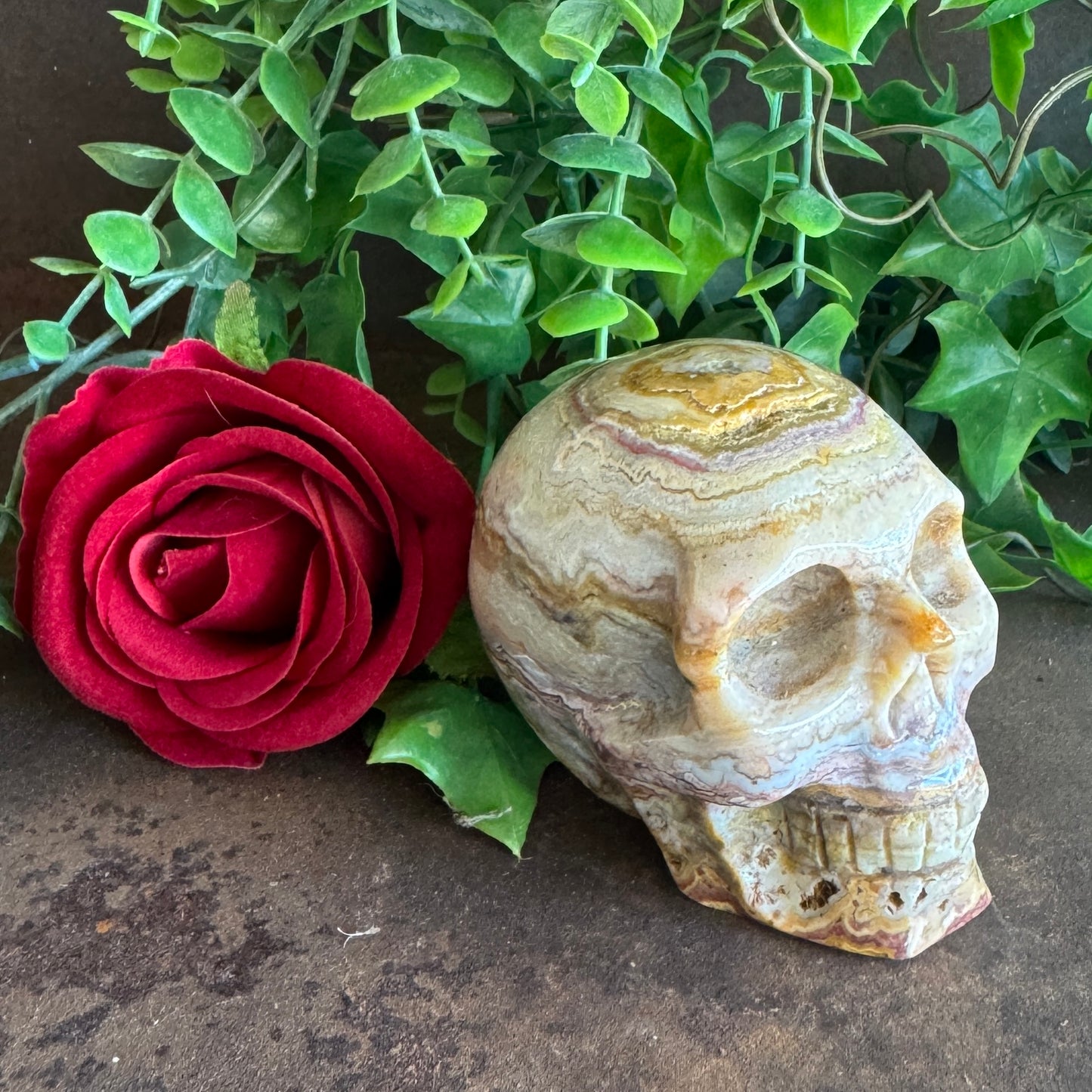 Crazy Agate Crystal Skull – Healing Stone Skull for Stability, Protection & Inner Strength (400g)