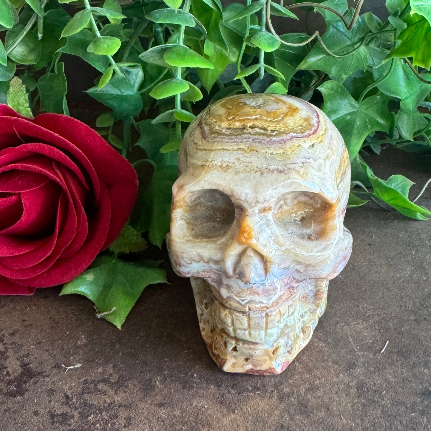 Crazy Agate Crystal Skull – Healing Stone Skull for Stability, Protection & Inner Strength (400g)