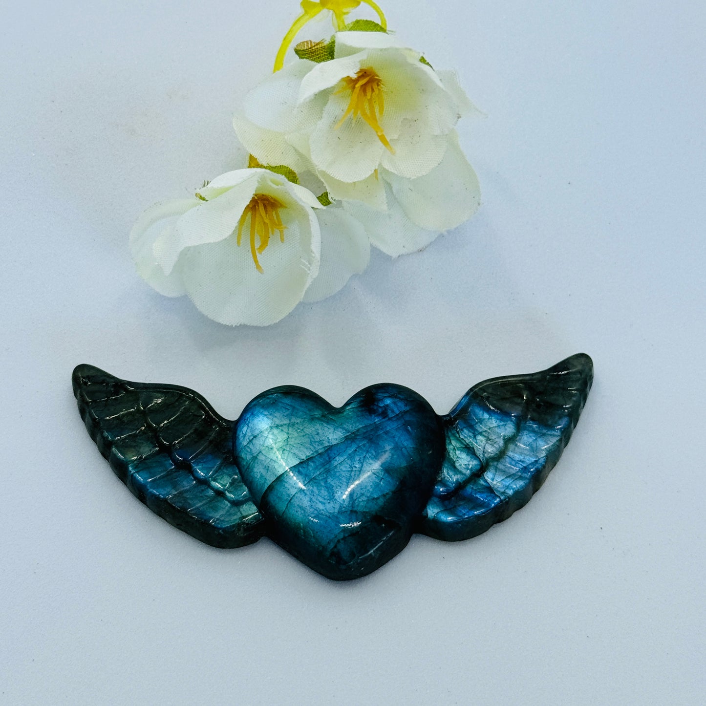 Labradorite Heart with Wings