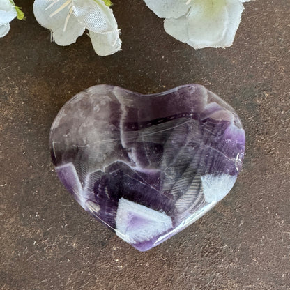 Chevron Amethyst Crystal Hearts – Emotional Healing, Grief Support & Spiritual Protection