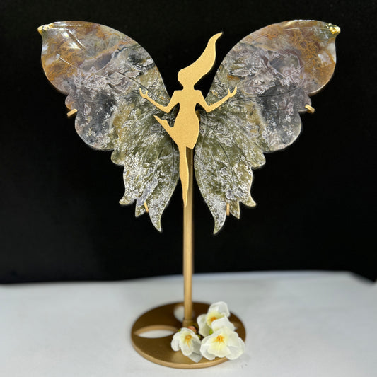 Dancing Goddess with Moss Agate Wings