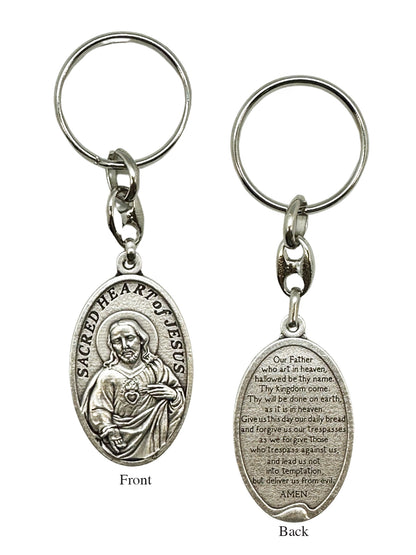 Our Sacred Heart Jesus with Our Father Prayer Key Ring