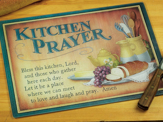 Glass Cutting Board - with Kitchen Prayer