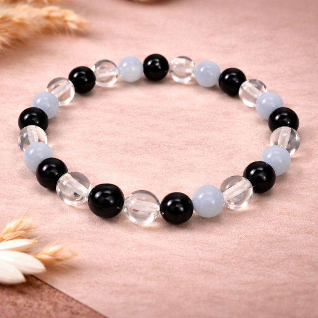 Labradorite, Clear Quartz & Angelite Crystal Bracelet – Spiritual Healing, Protection & Inner Peace