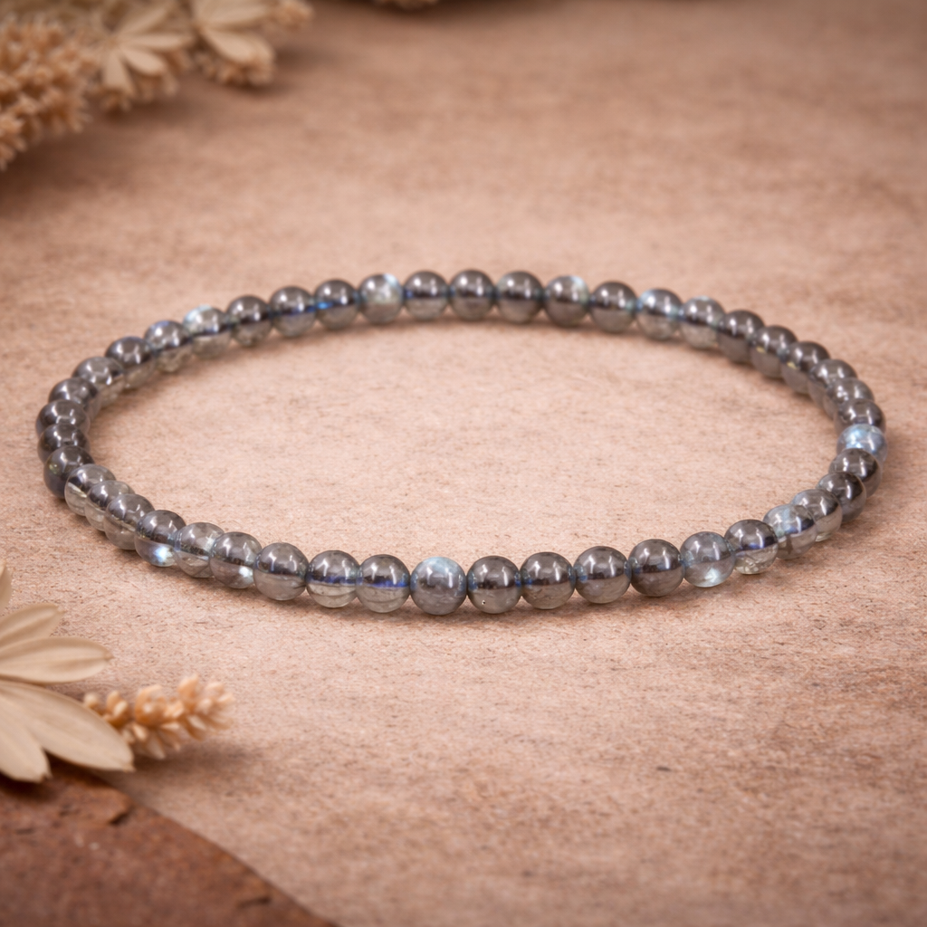 Labradorite Unisex Crystal Bracelet 4mm – Intuition, Protection & Spiritual Awakening