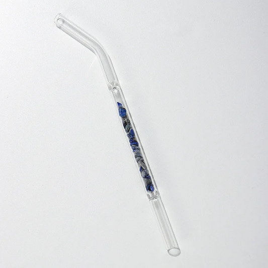 Reusable Glass Drinking Straws with Crystal Chips