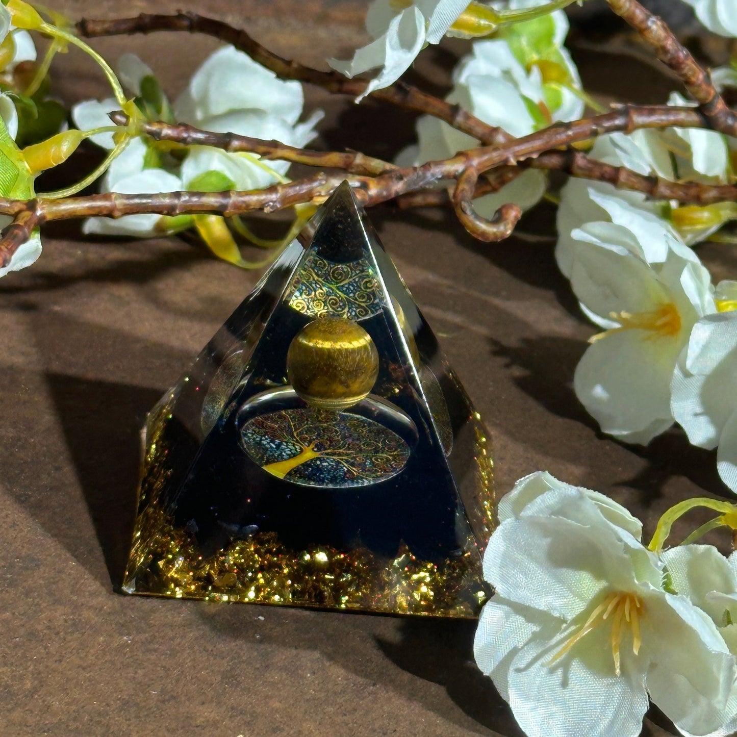 Orgonite Pyramid with Tree of Life - Energy Cleansing, Spiritual Protection & Emotional Healing