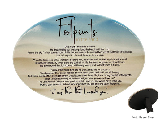 Footprints Poem Oval Ceramic Plaque