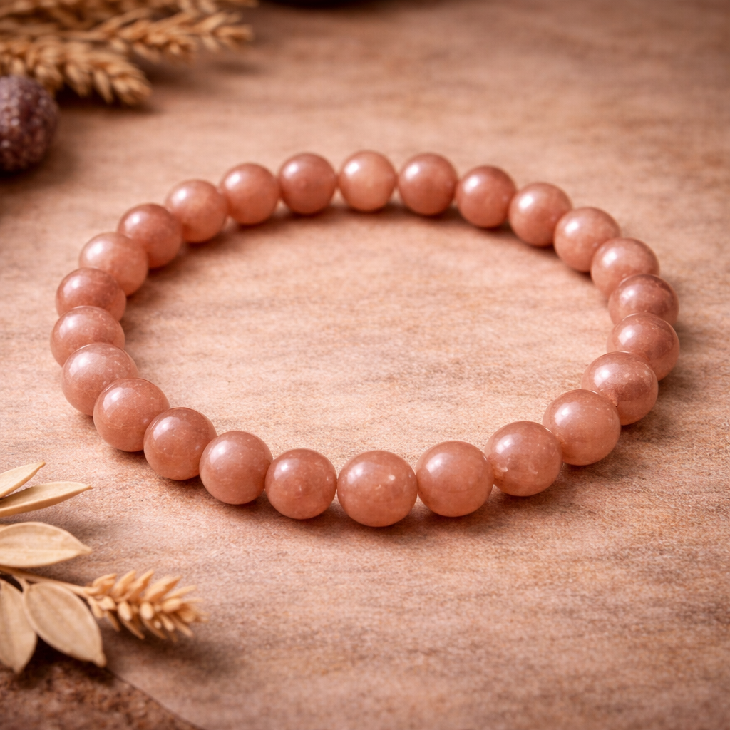 Peach Moonstone Bracelet 6mm | Spiritual Bracelet for Emotional Healing & Feminine Energy