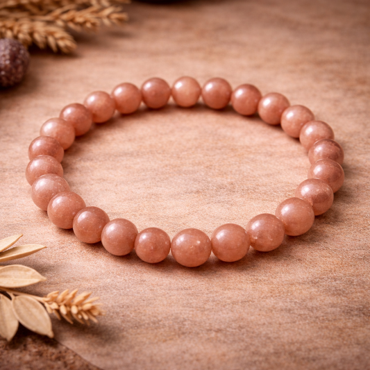 Peach Moonstone Bracelet 6mm | Spiritual Bracelet for Emotional Healing & Feminine Energy