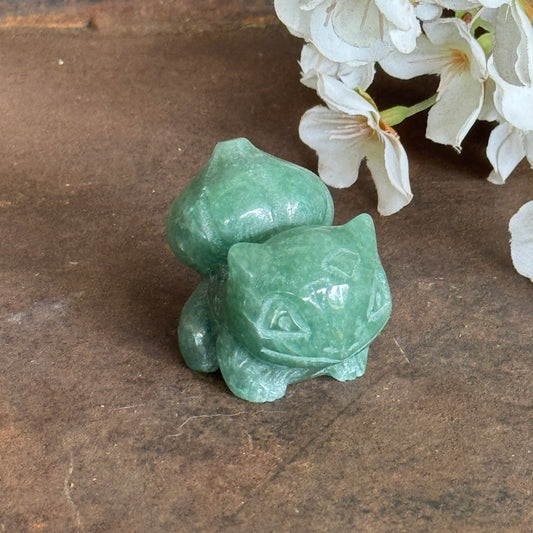 Pokémon Bulbasaur Green Aventurine Crystal Character Carving – Growth, Healing & Balance
