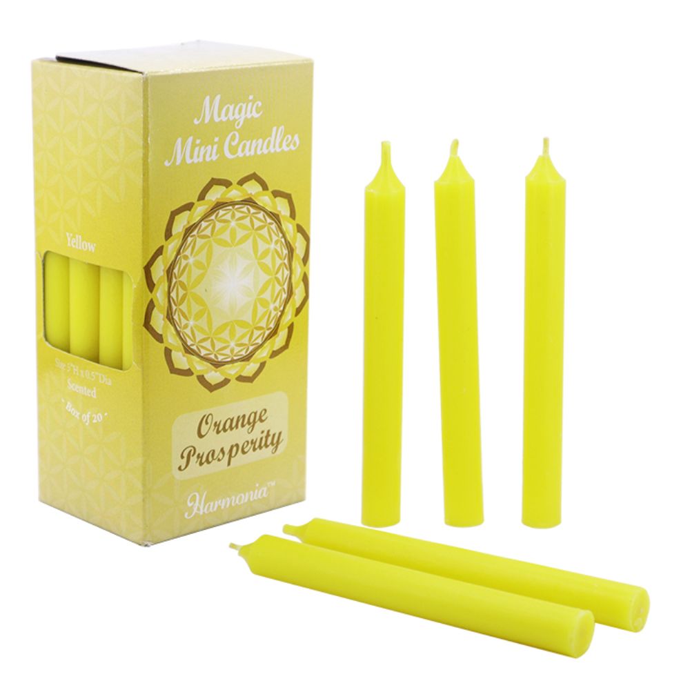 Yellow Candle (Prosperity- Orange Scented) 1.25cm x 12.7cm (20pk)