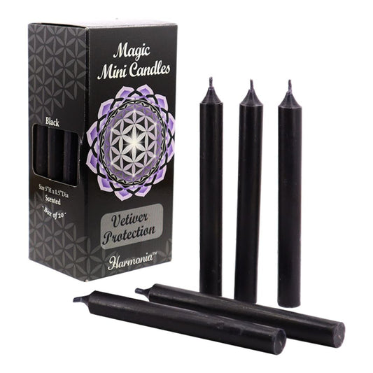 Black Candle (Protection- Vetiver Scented) 1.25cm x 12.7cm (20pk)