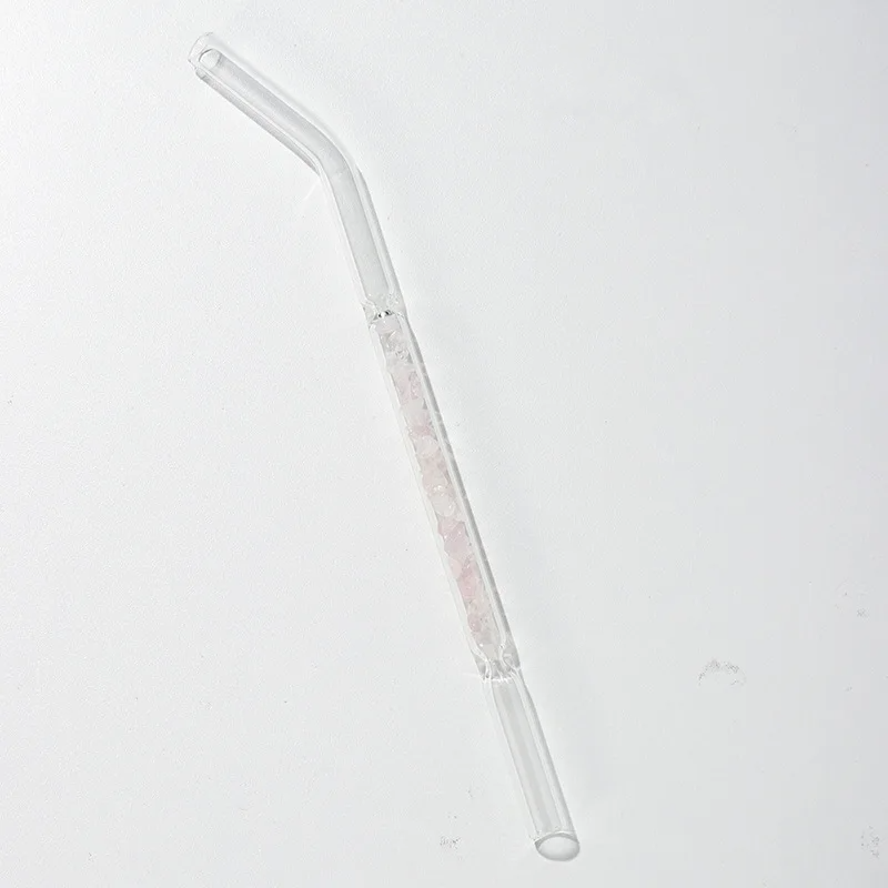 Reusable Glass Drinking Straws with Crystal Chips