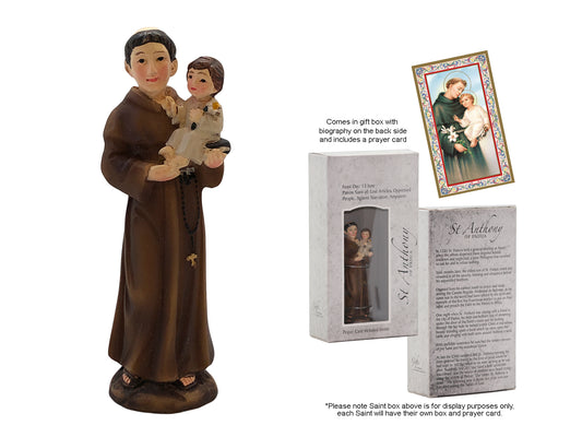 St Anthony Boxed Statue with Prayer Cards