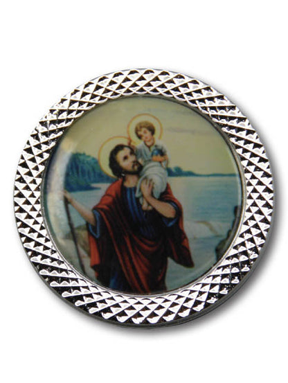 St. Christopher Round Car Plaque (Plastic) – Drive with Spiritual Protection & Peace of Mind
