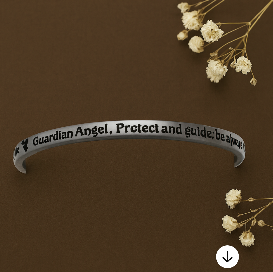 Guardian Angel “Protect and Guide” Metal Bangle – 68mm