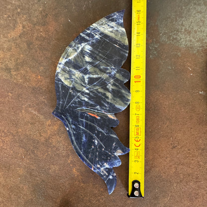 Sodalite Crystal Wing with measuring tape of size reference