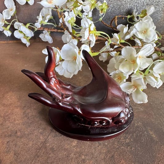 Spiritual Hand Sphere Holder – Timber-Look Resin Crystal Sphere Stand