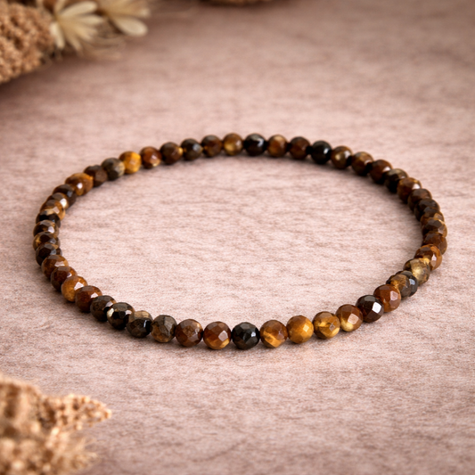 Tiger’s Eye 4mm Faceted Crystal Bracelet – Protection, Clarity & Energy Balance