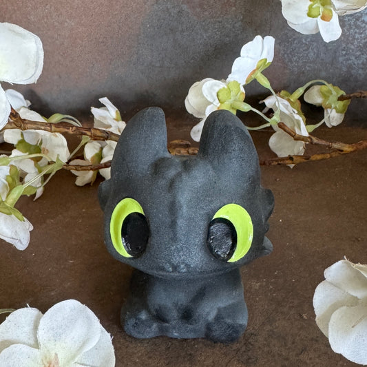 Toothless Dragon Crystal Carving – Black Obsidian