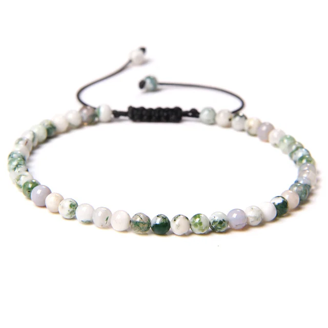 Tree Agate Unisex Adjustable Bracelet 4mm