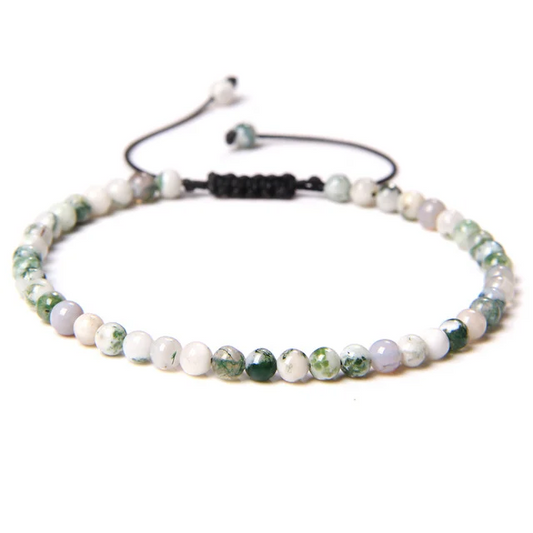 Tree Agate Unisex Adjustable Bracelet 4mm