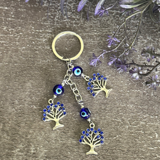 Trees of Life with Evil Eye Keychain – Protection, Growth & Spiritual Harmony