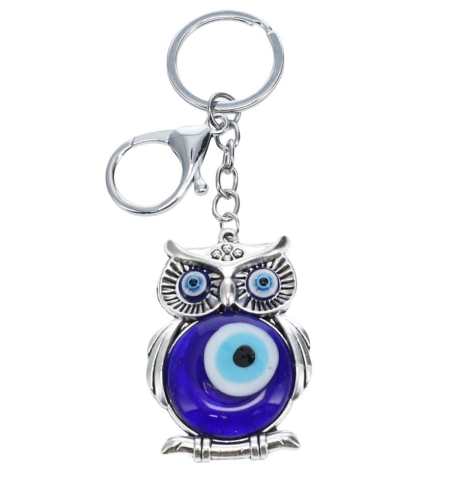 Wise Owl with Evil Eye Keychain