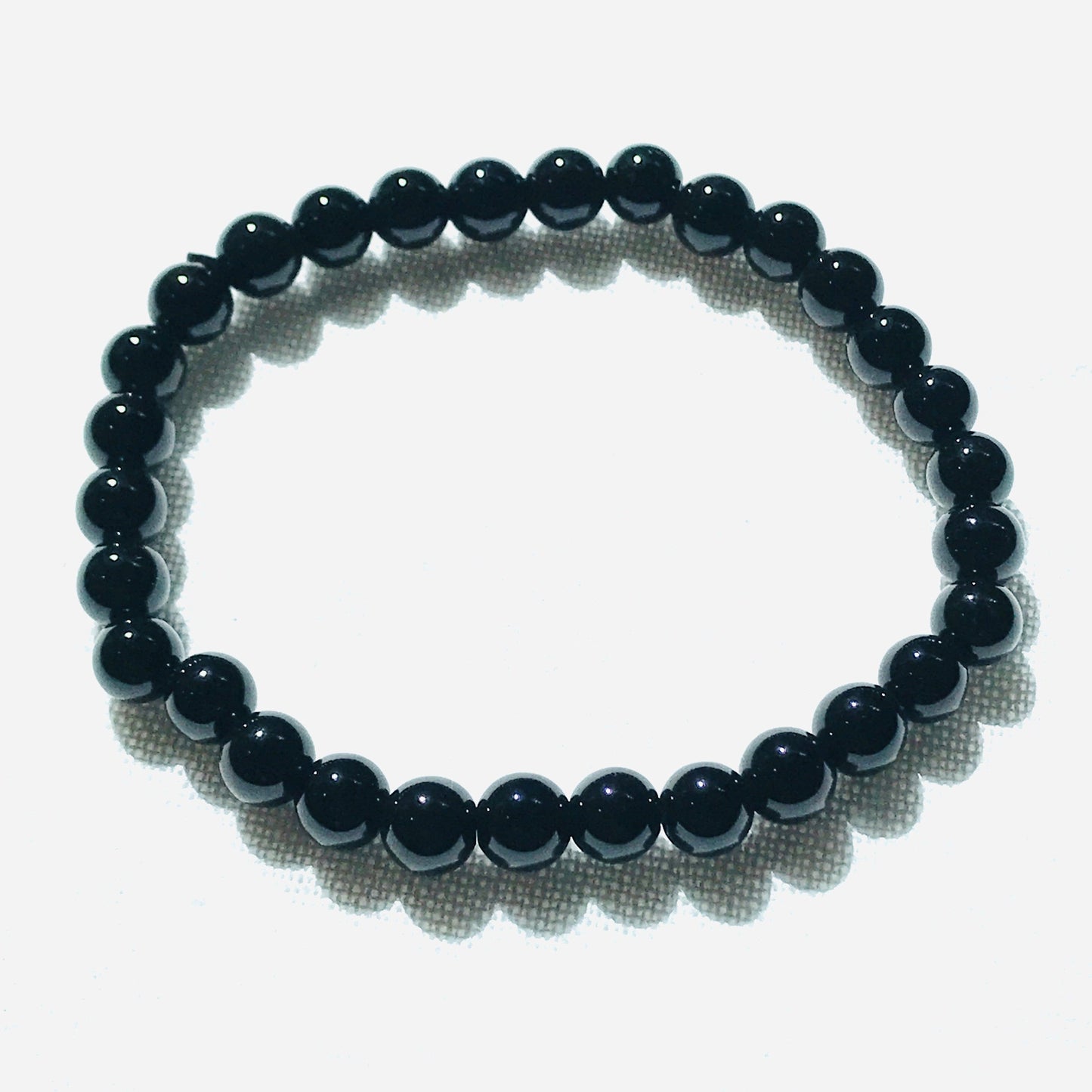 Black Tourmaline  Round Bead Bracelet 6mm