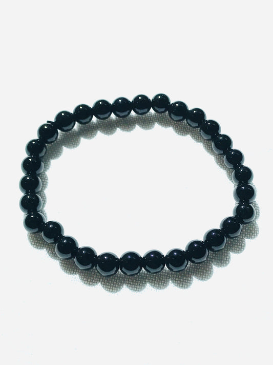 Black Tourmaline  Round Bead Bracelet 6mm