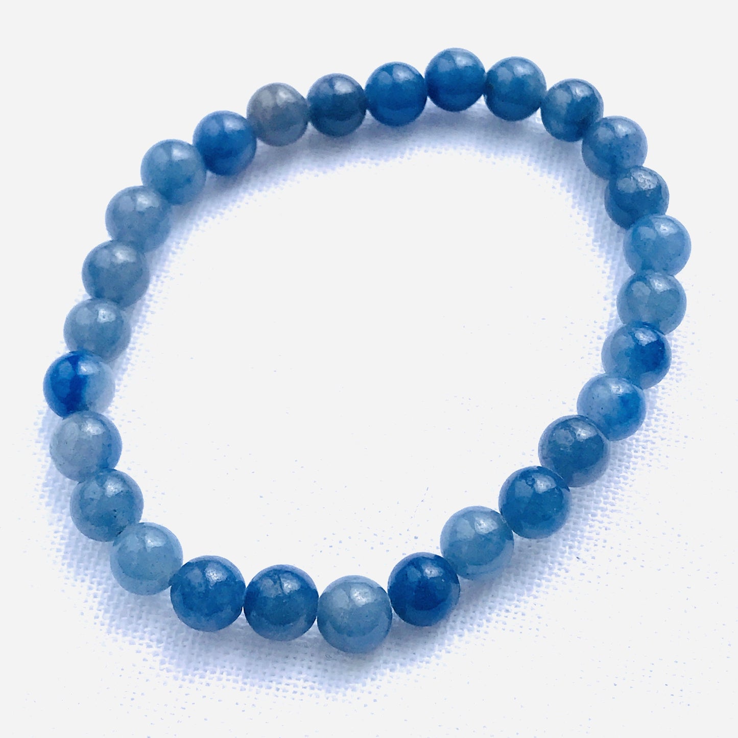 Blue Quartz 6mm Round Bead Bracelet