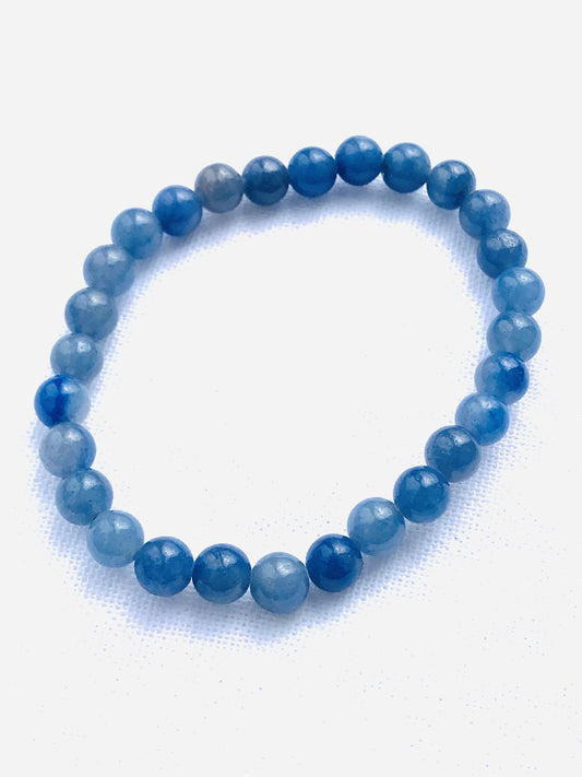 Blue Quartz 6mm Round Bead Bracelet