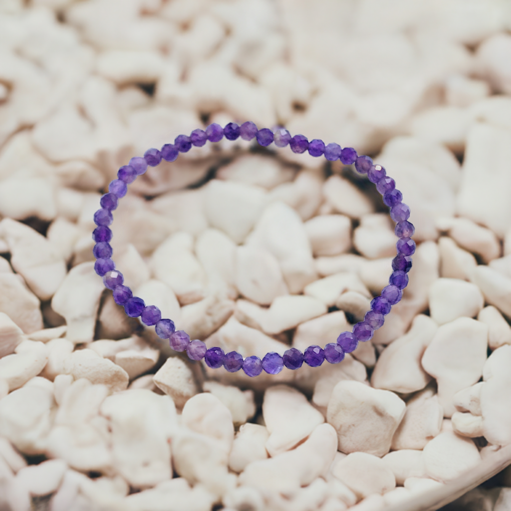 Amethyst 4mm Faceted Bead Bracelet