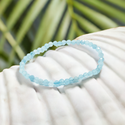 Aquamarine  Faceted Bead Bracelet 4mm