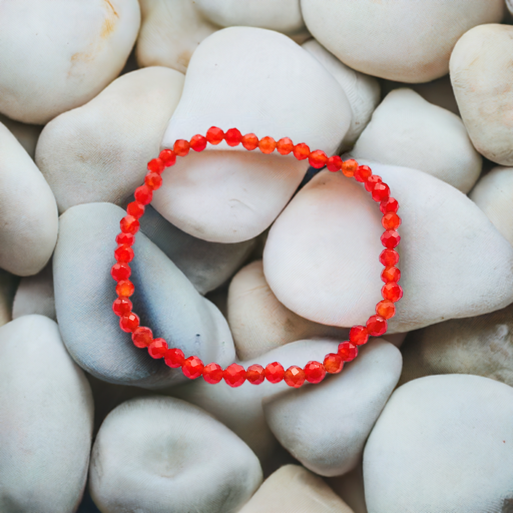 Carnelian 4mm Faceted Bead Bracelet