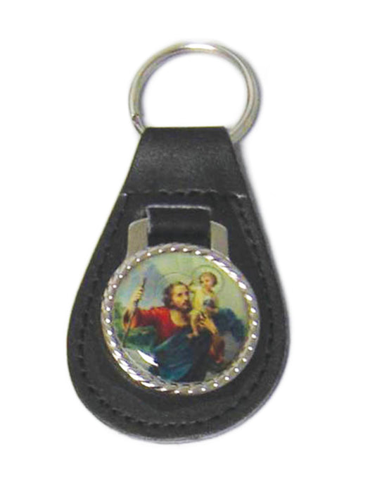 St Christopher Leather Keyring